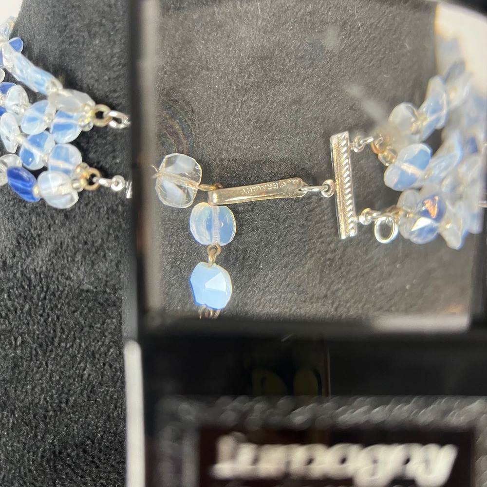 Vtg 50s 60s W Germany Blue Glass Beaded Choker Necklace‎ & Matching Earrings Set - Picture 5 of 14